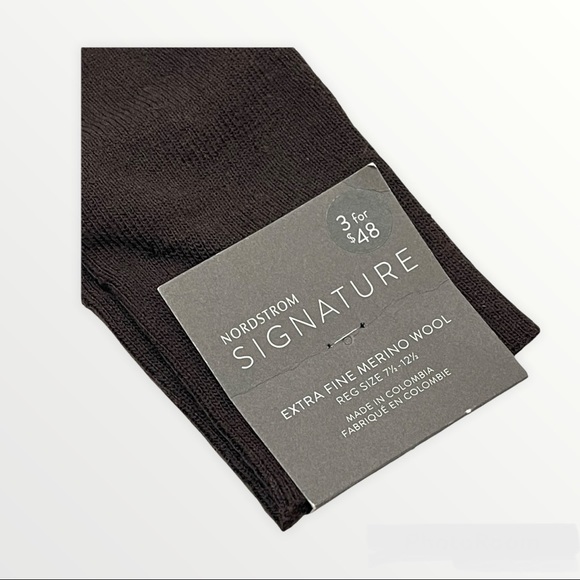 Nordstrom Men’s Signature Extra Fine Merino Wool Brown Tall Socks - Picture 2 of 4